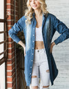 Veveret Pocketed Button Up Washed Denim Shirt