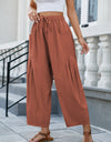 Drawstring Pocketed Wide Leg Pant