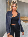 Collared Neck Dropped Shoulder Denim Jacket