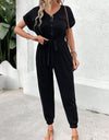 Perfee V-Neck Short Sleeve Jumpsuit