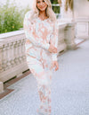 Printed Long Sleeve Top and Wide Leg Pants Lounge Set