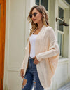 Mixed Knit Open Front Dolman Sleeve Cardigan