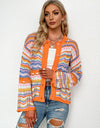 Chevron Stripes Openwork Cardigan