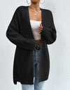 Open Front Dropped Shoulder Slit Cardigan