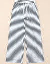 Striped Drawstring Waist Wide Leg Pants