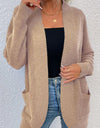 Open Front Rib-Knit Cardigan with Pockets