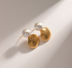18K Gold-Plated Stainless Steel Shell Shape Earrings
