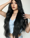 Full Machine Long Wave Synthetic Wigs 28''