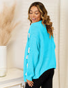 Flower Dropped Shoulder Open Front Cardigan