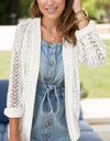 Openwork Open Front Long Sleeve Cardigan