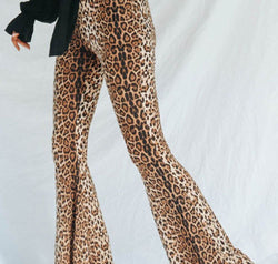 Leopard Print Flare Leg Pants