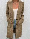 Cable-Knit Button Down Cardigan with Pockets