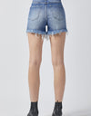 RISEN Raw Hem Asymmetrical Waist Denim Shorts