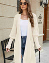 Open Front Lantern Sleeve Cardigan