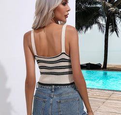 Striped Cropped Knit Tank