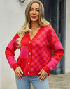 Plaid V-Neck Dropped Shoulder Cardigan