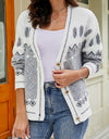 Printed V-Neck Buttoned Cardigan