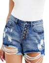 Distressed Button Fly Denim Shorts