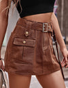 High Waist Denim Cargo Shorts