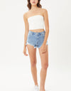 Love Tree Raw Hem Cat's Whisker Denim Shorts