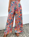 Floral Print Wide Leg Long Pants