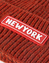 NEWYORK Patch Rib-Knit Cuffed Beanie