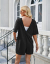 Lovelet Backless Pocketed Round Neck Half Sleeve Romper