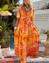 Bohemian Tie-Waist Tiered Maxi Dress