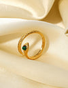 Snake Charmer Malachite Snake-Shaped Bypass Ring