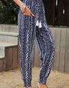 Geometric Print Tassel High-Rise Pants