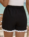 Contrast Trim Tied Shorts with Pockets