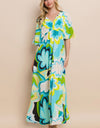 ODDI Floral Printed Slit Maxi Dress