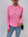 Openwork Cutout Dropped Shoulder Sweater