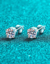 2 Carat Moissanite Rhodium-Plated Stud Earrings