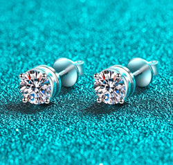 2 Carat Moissanite Rhodium-Plated Stud Earrings