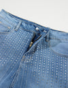 Rhinestone High Waist Denim Shorts