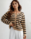 Woven Right Striped Button Front Cardigan