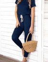 Asymmetrical Neck Short Sleeve Jumpsuit