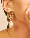 Gold-Plated Pearl Drop Earrings