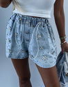 Rhinestone Drawstring Denim Shorts