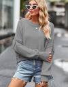 Round Neck Drop Shoulder Long Sleeve Sweater