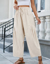 Drawstring Pocketed Wide Leg Pant