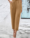 Straight Leg Cropped Pants with Pockets