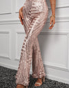 Double Take Sequin High Waist Flared Pants