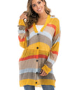 Color Block Openwork Long Sleeve Cardigan