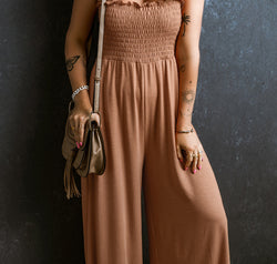 Frill Smocked Wide Leg Jumpsuit