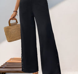 Lace Detail Wide Leg Pants