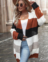 Striped Open Front Longline Cardigan