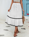 Tied Contrast Trim High Waist Skirt