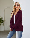 Openwork Open Front Lantern Sleeve Cardigan